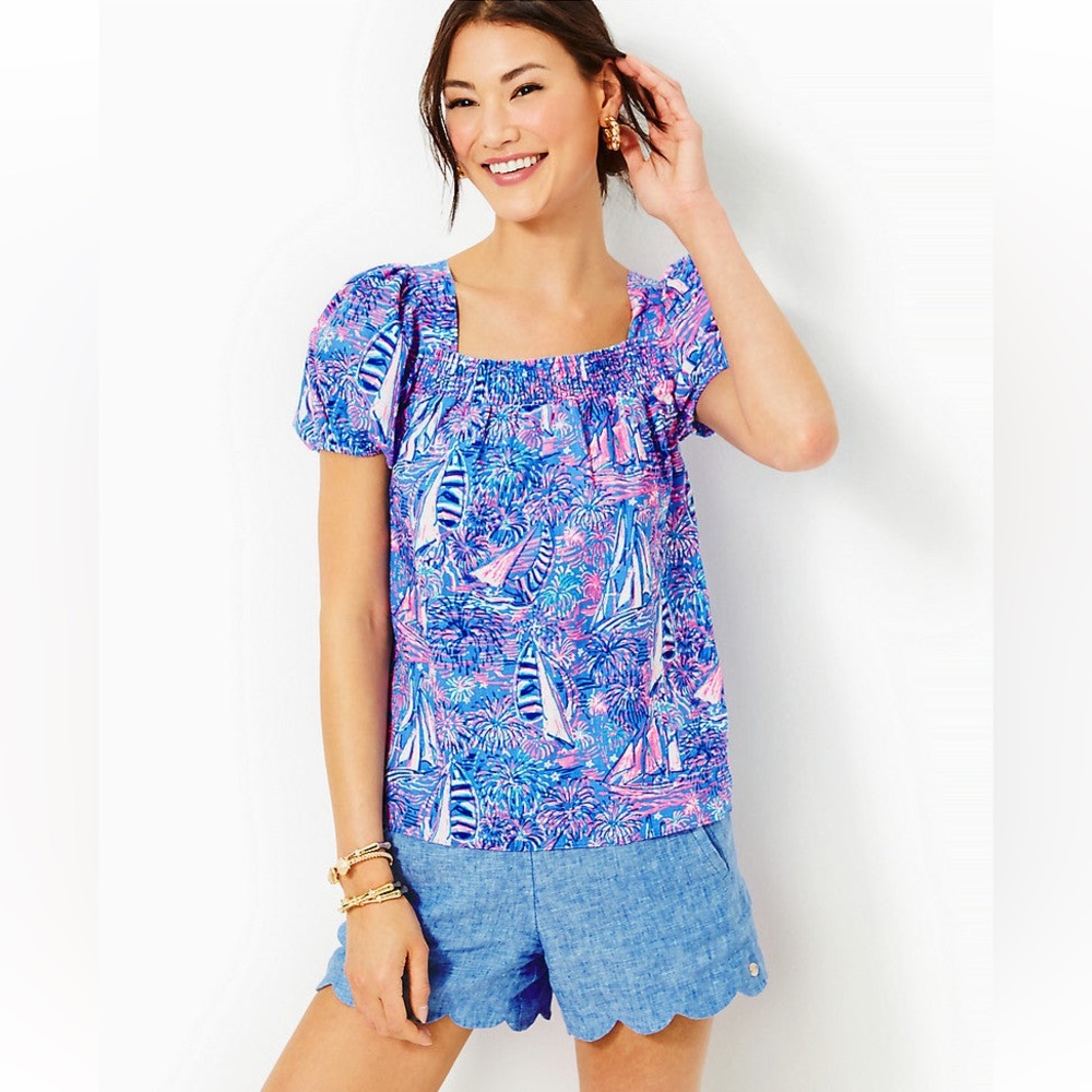 Lilly Putlizer Keating Short Sleeve Boca Blue it’s a Sailabration